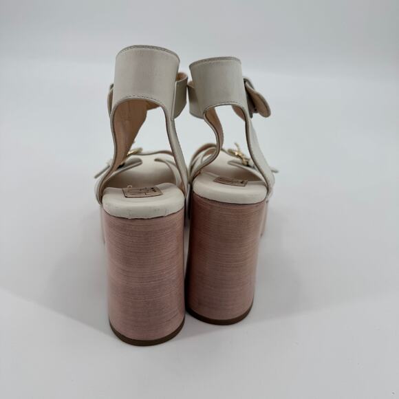 AGL White Women's Sista Double Buckle Platform Heel Sandals Size EU 39 US 9 - Picture 7 of 9